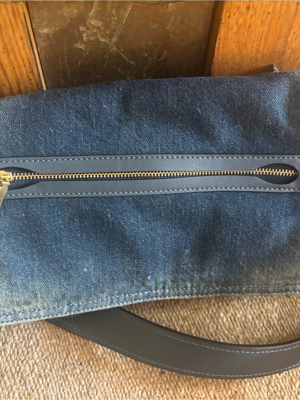 Coach Denim Crossbody Bag with Gold 'C' Hardware and Black Strap - Picture 10 of 12